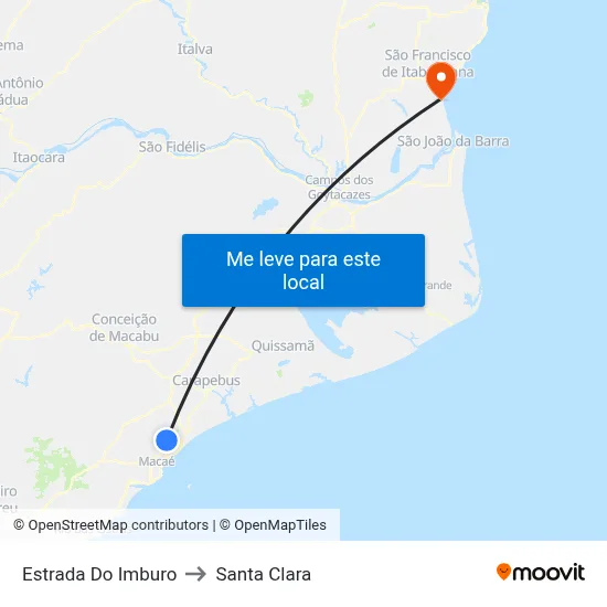 Estrada Do Imburo to Santa Clara map
