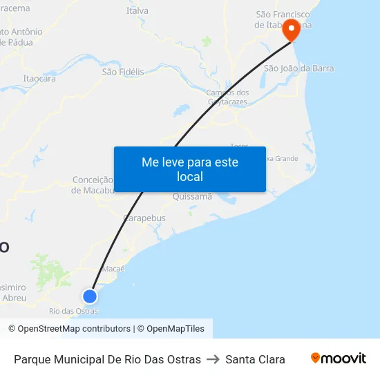 Parque Municipal De Rio Das Ostras to Santa Clara map