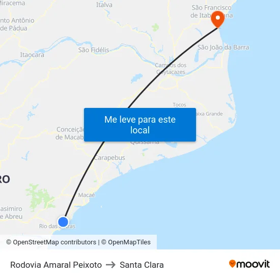 Rodovia Amaral Peixoto to Santa Clara map