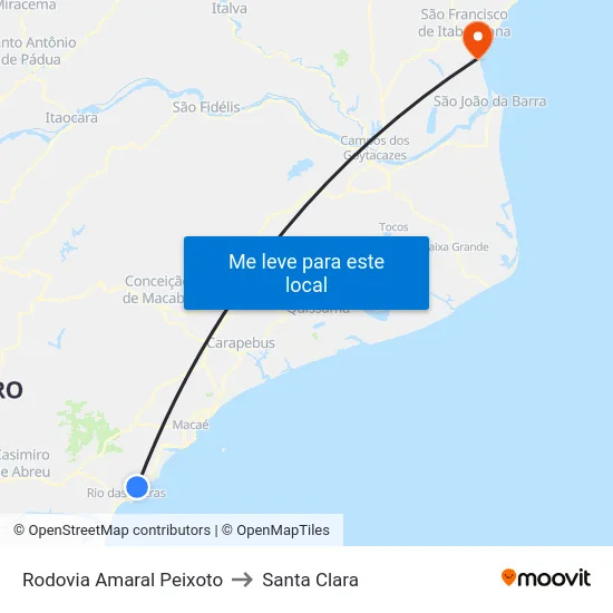Rodovia Amaral Peixoto to Santa Clara map