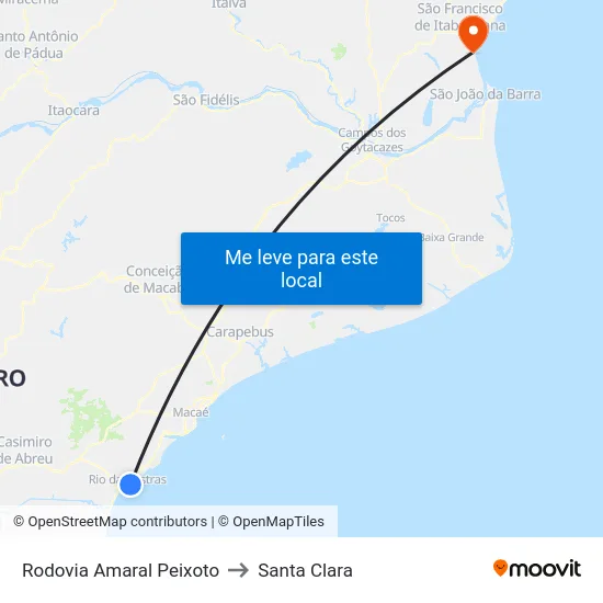 Rodovia Amaral Peixoto to Santa Clara map