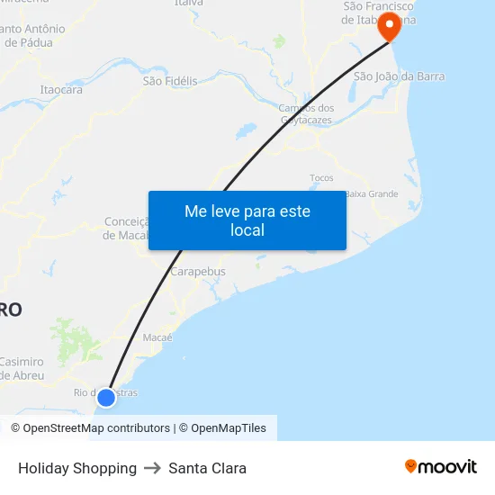 Holiday Shopping to Santa Clara map