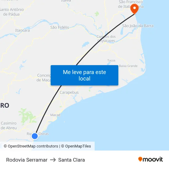 Rodovia Serramar to Santa Clara map