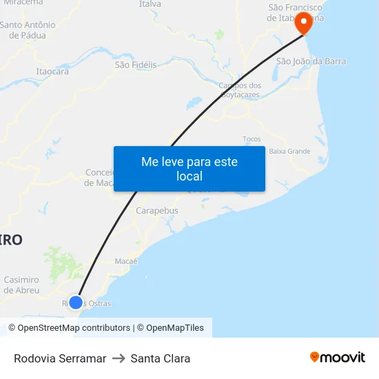 Rodovia Serramar to Santa Clara map