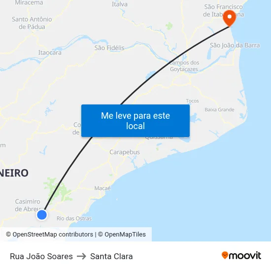 Rua João Soares to Santa Clara map