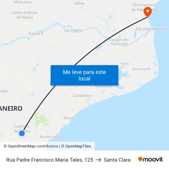 Rua Padre Francisco Maria Tales, 125 to Santa Clara map