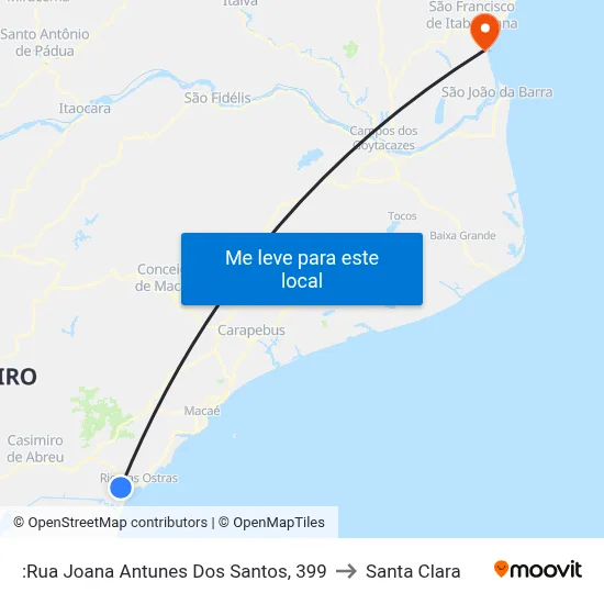 :Rua Joana Antunes Dos Santos, 399 to Santa Clara map