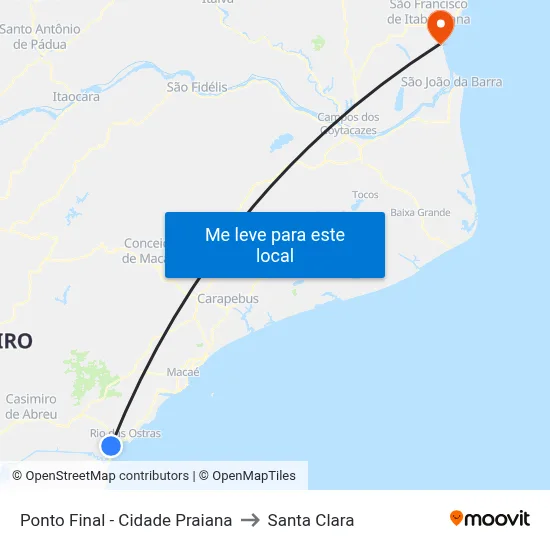 Ponto Final - Cidade Praiana to Santa Clara map