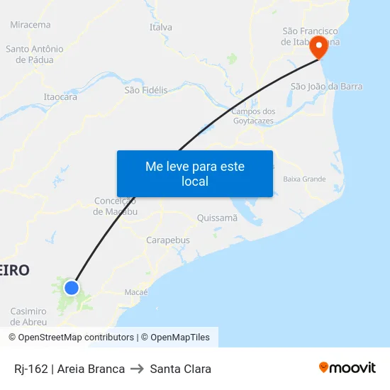 Rj-162 | Areia Branca to Santa Clara map