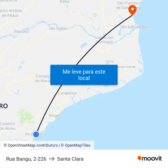 Rua Bangu, 2-226 to Santa Clara map