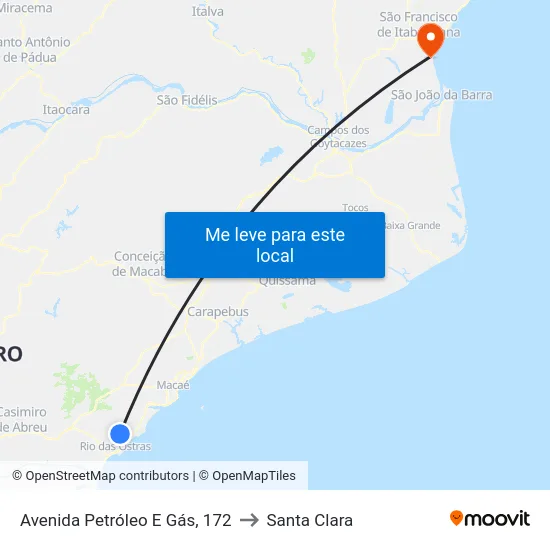 Avenida Petróleo E Gás, 172 to Santa Clara map