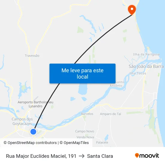 Rua Major Euclídes Maciel, 191 to Santa Clara map