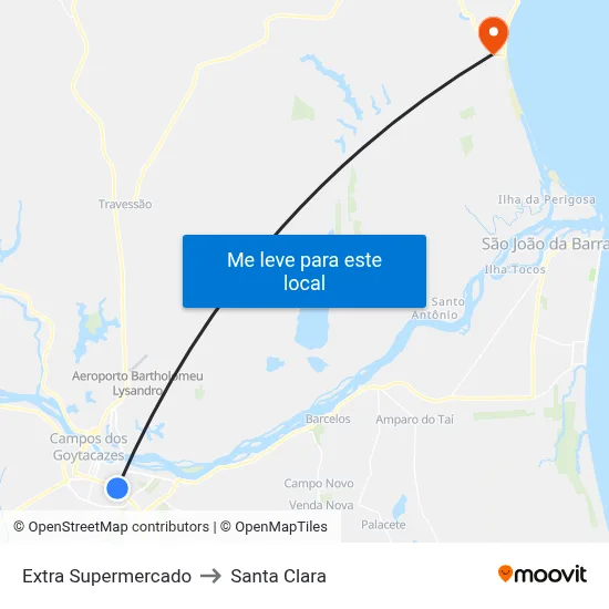 Extra Supermercado to Santa Clara map