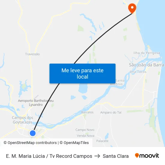E. M. Maria Lúcia / Tv Record Campos to Santa Clara map