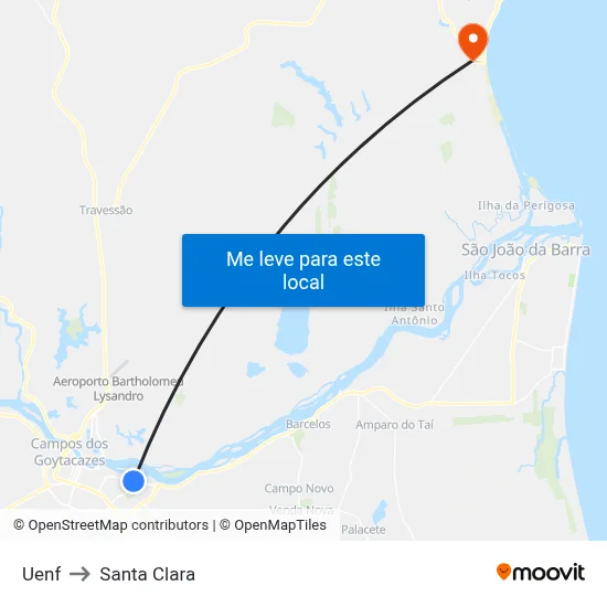 Uenf to Santa Clara map