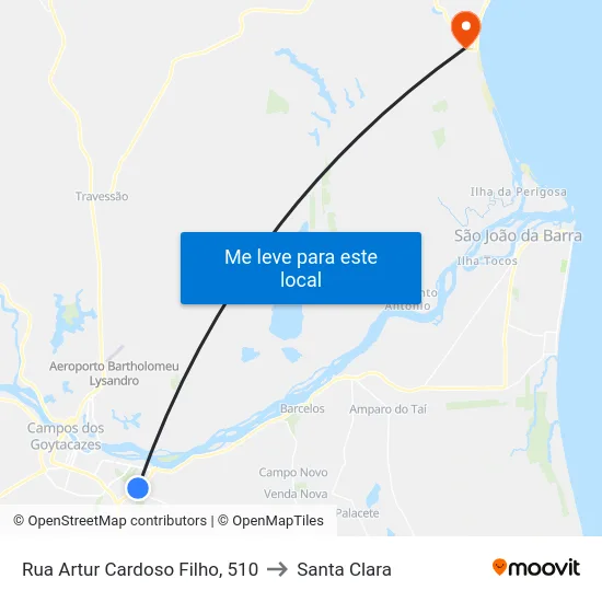 Rua Artur Cardoso Filho, 510 to Santa Clara map
