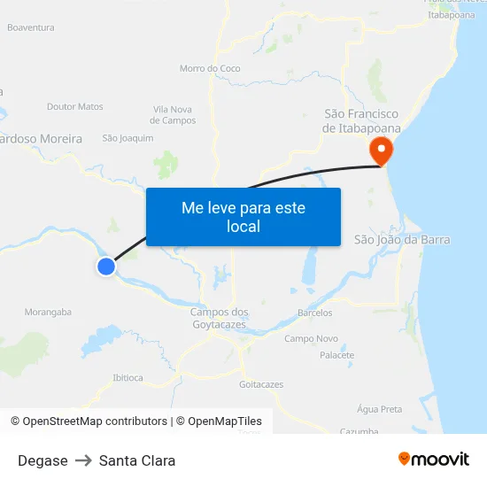 Degase to Santa Clara map