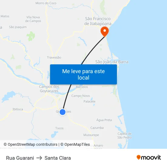 Rua Guarani to Santa Clara map