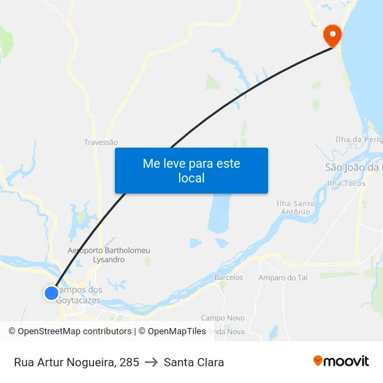 Rua Artur Nogueira, 285 to Santa Clara map