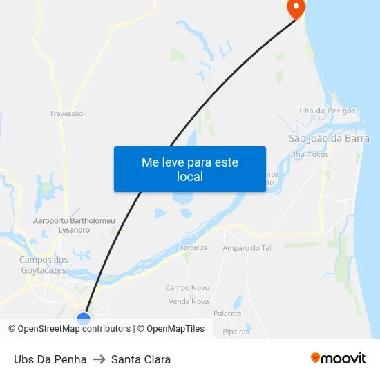 Ubs Da Penha to Santa Clara map
