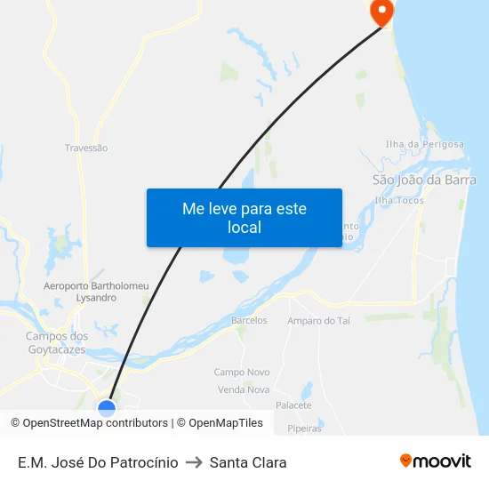 E.M. José Do Patrocínio to Santa Clara map
