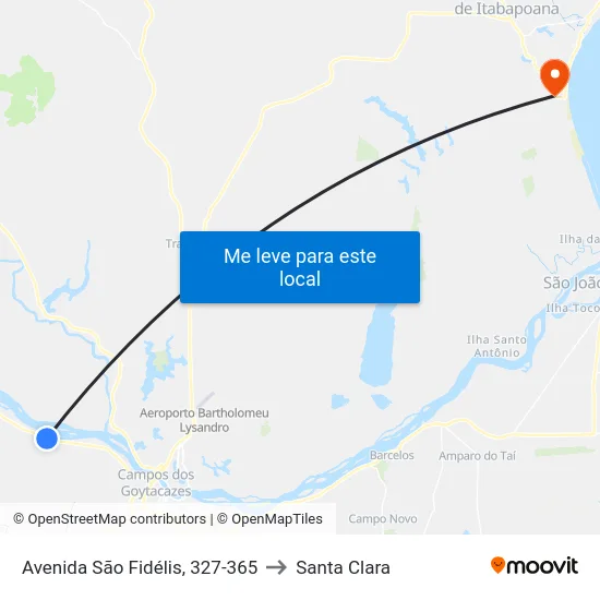 Avenida São Fidélis, 327-365 to Santa Clara map
