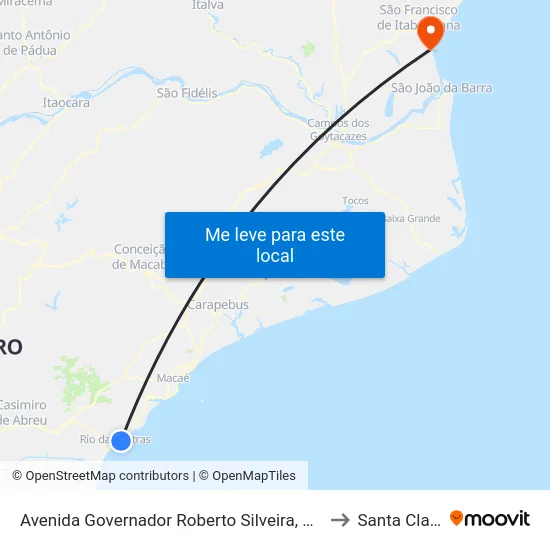 Avenida Governador Roberto Silveira, 110 to Santa Clara map