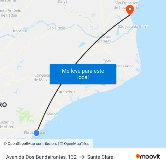 Avanida Dos Bandeirantes, 132 to Santa Clara map