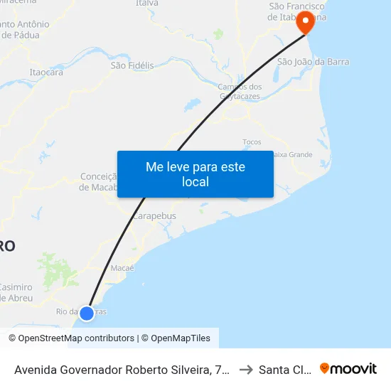 Avenida Governador Roberto Silveira, 700-764 to Santa Clara map