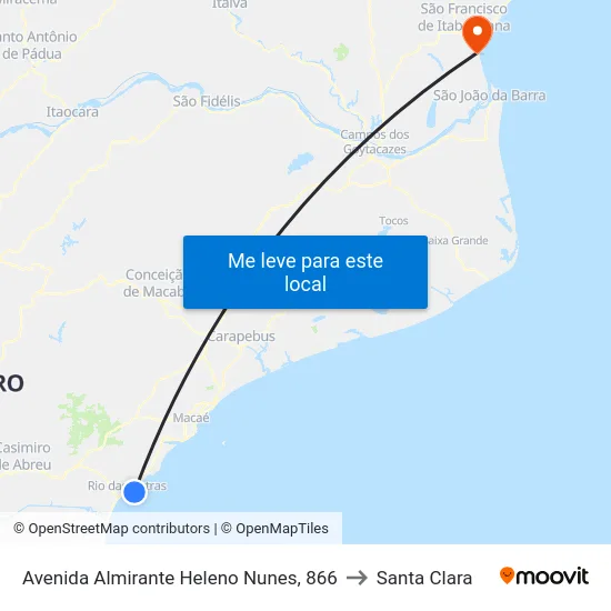 Avenida Almirante Heleno Nunes, 866 to Santa Clara map