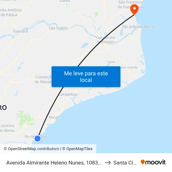 Avenida Almirante Heleno Nunes, 1083-1229 to Santa Clara map