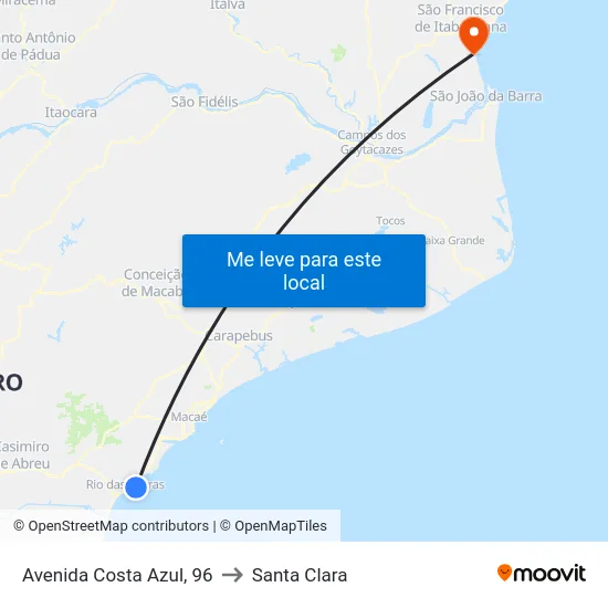 Avenida Costa Azul, 96 to Santa Clara map