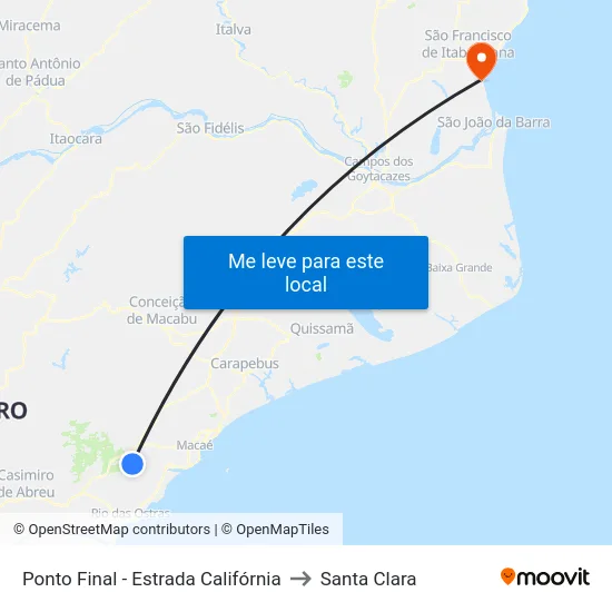 Ponto Final - Estrada Califórnia to Santa Clara map