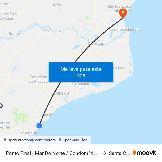 Ponto Final - Mar Do Norte / Condomínio Da Praia to Santa Clara map