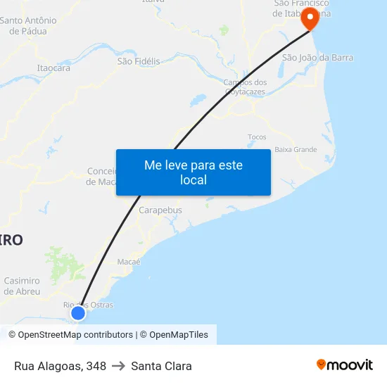 Rua Alagoas, 348 to Santa Clara map