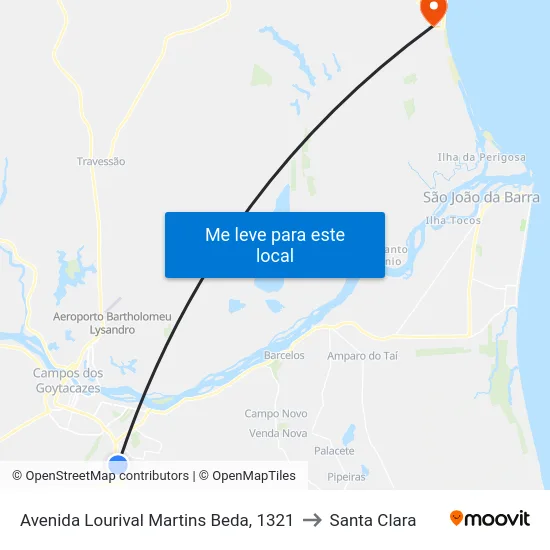 Avenida Lourival Martins Beda, 1321 to Santa Clara map