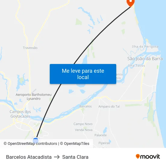Barcelos Atacadista to Santa Clara map