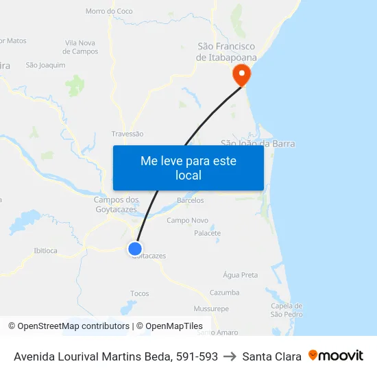Avenida Lourival Martins Beda, 591-593 to Santa Clara map