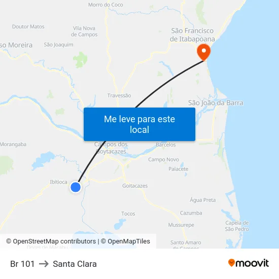 Br 101 to Santa Clara map