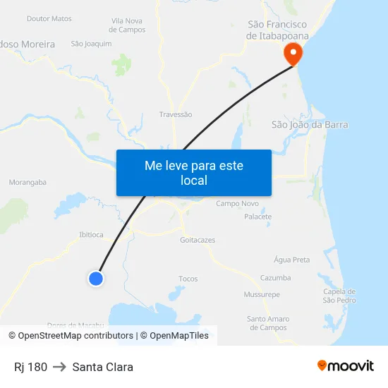 Rj 180 to Santa Clara map
