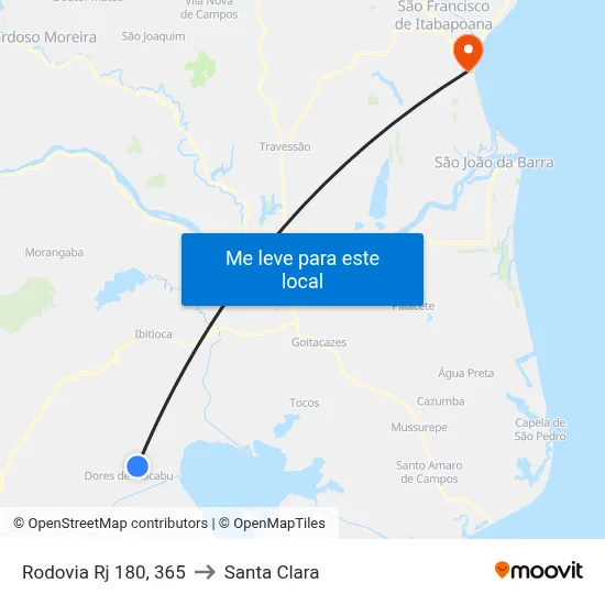 Rodovia Rj 180, 365 to Santa Clara map