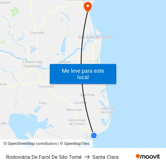 Rodoviária De Farol De São Tomé to Santa Clara map