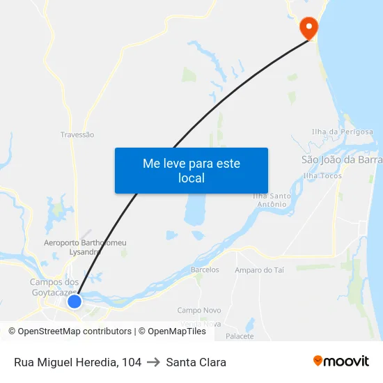 Rua Miguel Heredia, 104 to Santa Clara map