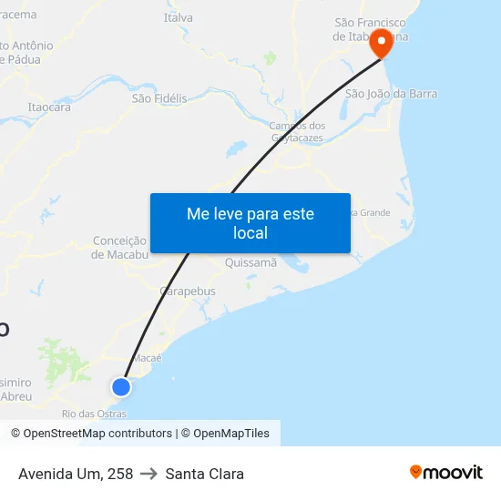 Avenida Um, 258 to Santa Clara map