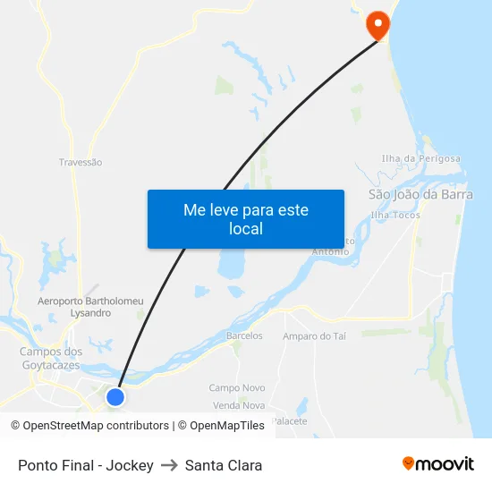 Ponto Final - Jockey to Santa Clara map