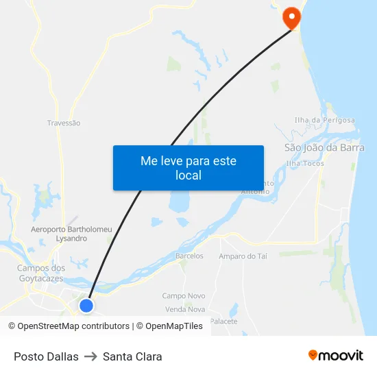Posto Dallas to Santa Clara map