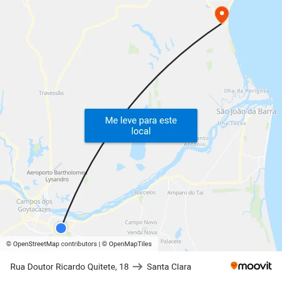 Rua Doutor Ricardo Quitete, 18 to Santa Clara map