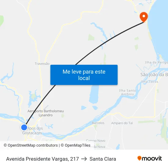 Avenida Presidente Vargas, 217 to Santa Clara map