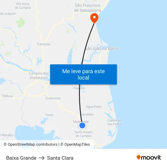 Baixa Grande to Santa Clara map