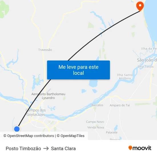 Posto Timbozão to Santa Clara map